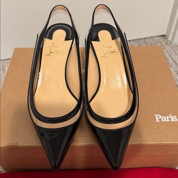 AUTHENTIC Christian Louboutin -Black Slingback Heels - Picture 3 of 13